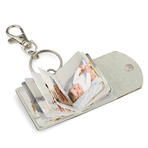 Wanapix | Mini Fotoalbum Schlüsselanhänger Personalisert | 9 Doppelblätter (18 Seiten) mit Foto | Kunstleder | Originelles Geschenk | 3,9 cm x 3,8 cm | Kunstleder Blau von Wanapix