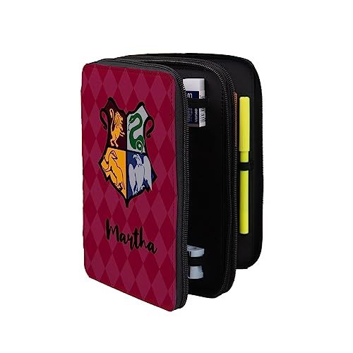 Wanapix | Personalisierte Federmäppchen mit Namen | Inklusive Schulmaterial | Kindertasche mit 2 separaten Fächern | Für Kinder/Schule | 16x21 cm | Zauberer von Wanapix