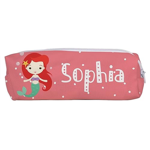 Wanapix | Personalisierte Schulmäppchen mit Name | Federmäppchen für Schule | Originelles Mäppchen für Kinder | 20x6 cm |Kleine Meerjungfrau von Wanapix