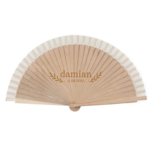 Wanapix | Personalisierter Handfächer | Fächer Holz mit Text | Hand Fan | Gravur | Originelles Geschenk | 42 x 23 cm | Kommunion von Wanapix