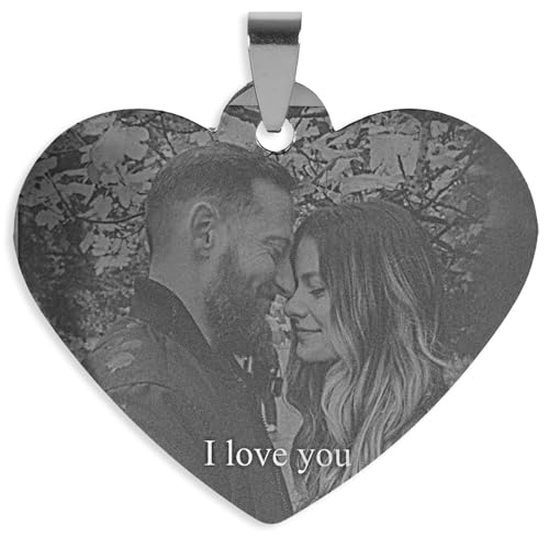 Wanapix | Personalisierter Metall-Schlüsselanhänger mit Foto und Texten | Herzförmiger Schlüsselanhänger, beidseitig mit Laser graviert | Valentinstagsgeschenk | 100% personalisiert von Wanapix