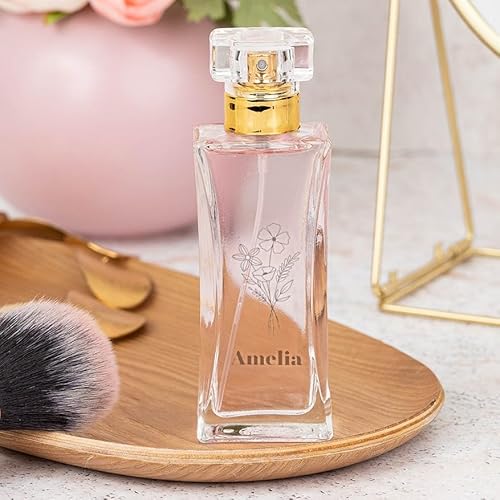 Wanapix | Personalisiertes Parfüm für Damen | Mit Name personalisiert | Blumig-Fruchtig-Gourmand | Graviertes Glas. 50 ml | Originelles Geschenk | Blumen von Wanapix