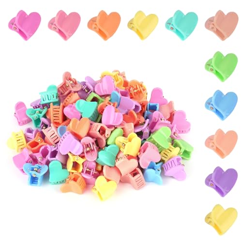 Mini-Haarklammern, kleine Haarklammern, 100 Stück, kleine Haarspangen, Kunststoff, Mini-Herz-Haarklammern für Damen von Wanciler