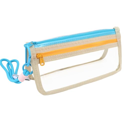 Wanciler Großes Fassungsvermögen, transparentes Prüfungs-Federmäppchen mit Tragegriff für Jungen, Mädchen, Teenager, transparenter PVC-Organizer für Schule, Büro, Reisen, Unisex-Schulbedarf, Blau und von Wanciler