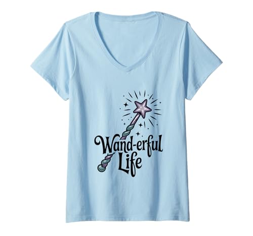 Damen Wand-erful Life Halloween Zauberstab-Liebhaber T-Shirt mit V-Ausschnitt Damen Wand-erful Life Halloween Zauberstab-Liebhaber T-Shirt mit V-Ausschnitt von Wand-erful Life Halloween Magic Wand Lover