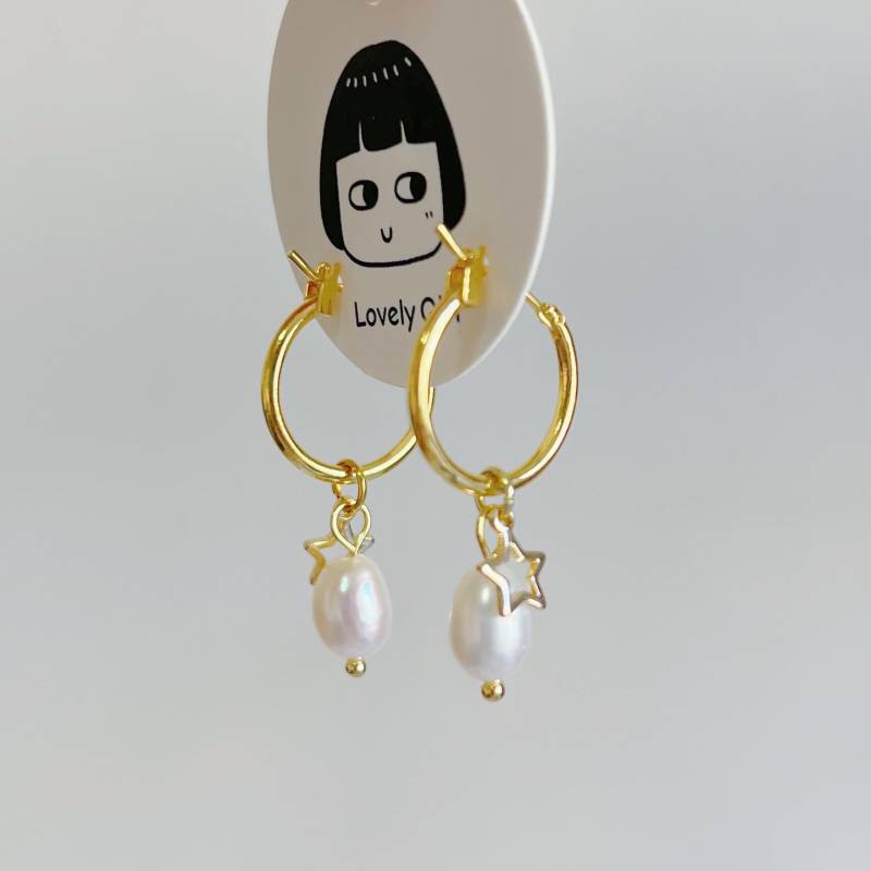 Vintage Süßwasser Perle Hoop Ohrringe -Kokette Stern Handgemachte Ohrring -Brautjungfer Geschenke -Jahrestag Geschenk -Hochzeits Schmuck -Perlen Vintage Süßwasser Perle Hoop Ohrringe -Kokette Stern Handgemachte Ohrring -Brautjungfer Geschenke -Jahrestag Geschenk -Hochzeits Schmuck -Perlen von WandWZONE