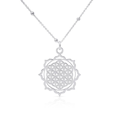 WANDA PLATA Lebensblume Anhänger für Damen 925er-Sterlingsilber 40 cm kette, Blume des Lebens halskette von WANDA PLATA