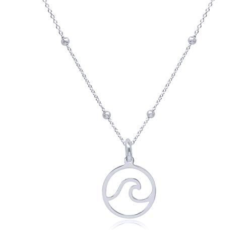 WANDA PLATA Kette Welle, Wave für Junges Mädchen, Damen Silber 925 Strandschmuck, Maritim Ozean Schmuck , Wellenänhanger Kette 40 cm von WANDA PLATA