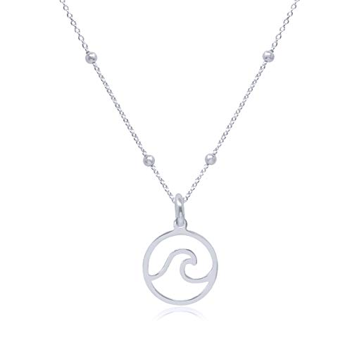 WANDA PLATA Kette Welle, Wave für Junges Mädchen, Damen Silber 925 Strandschmuck, Maritim Ozean Schmuck, Wellenänhanger Kette 40 cm von WANDA PLATA