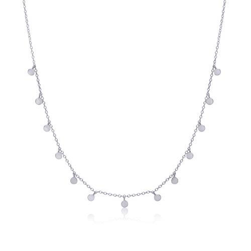 WANDA PLATA Plättchen Halskette für Junge Mädchen, Damen, Echt 925 Sterling Silber, Halsband Kette Kreise Coins Münzen Minimal Choker, Schmuck Präsentiert in Geschenkbox. von WANDA PLATA