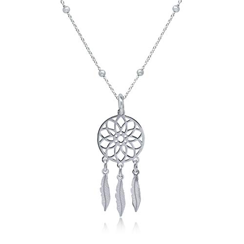 WANDA PLATA Kette Traumfänger Kette Anhänger Echt Sterling Silver 925 Dreamcatcher Feder Schmuck Damen, Geschenk für Mädchen, Frauen, Freundin zum Geburtstag von WANDA PLATA