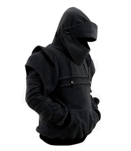 Wandamaga Herren Arthur Knight Hoodie Mittelalter Rüstung Sweatshirt Kapuzenjacken Mantel, Schwarz, X-Large Wandamaga Herren Arthur Knight Hoodie Mittelalter Rüstung Sweatshirt Kapuzenjacken Mantel, Schwarz, X-Large von Wandamaga