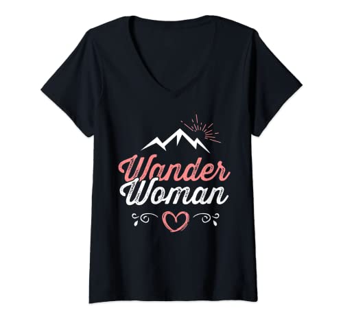 Damen Wanderwoman Berge Wandern Geschenk Frauen Wander Woman T-Shirt mit V-Ausschnitt Damen Wanderwoman Berge Wandern Geschenk Frauen Wander Woman T-Shirt mit V-Ausschnitt von Wander Woman T-Shirts für Damen