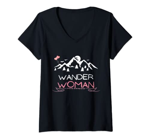 Damen Wander Woman Berg Mädel Outdoor Hobby Geschenk Frauen Natur T-Shirt mit V-Ausschnitt von Wander Woman & Berg Mädel Bekleidung für Damen