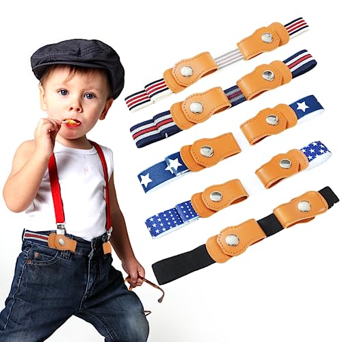 Kinder Gürtel Junge, 5 Stück Verstellbare Elastischer Gürtel Kinder, Schnallenfreier Gürtel Kindergürtel für Kinder Jungen Mädchen Jeans Hosen Kleid von WanderGo