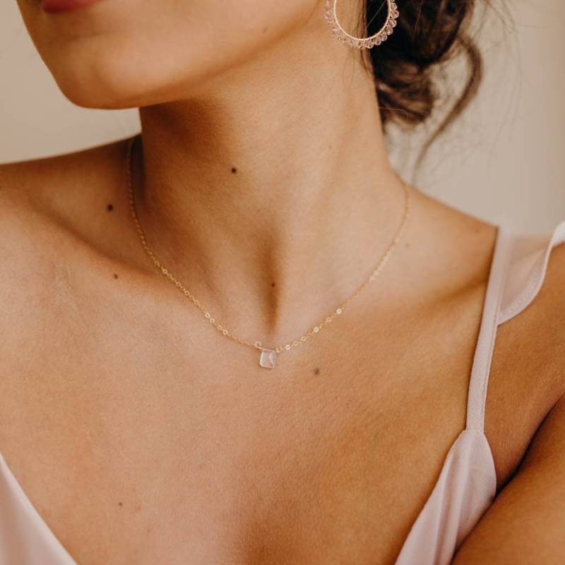 April Birthstone Halskette, Klarquarz Kristall Smaragd Cut Brautjungfer Schmuck von WanderandLustJewelry