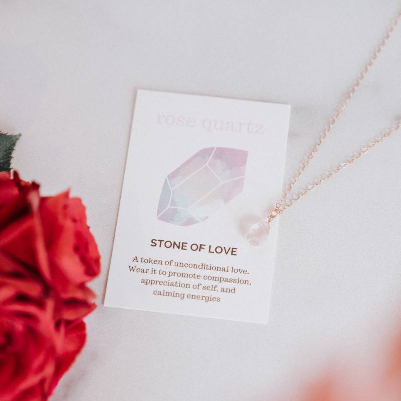 Rosenquarz Halskette, Liebe Geschenk Für Mutter, Brautjungfer Geschenk, Rosa Stein Heilstein Schmuck von WanderandLustJewelry