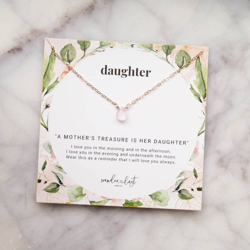 Tochter Schmuck, Geschenk Für Tochter, Rosenquarz Halskette, Y-Halskette, Schwiegermutter Geschenk von WanderandLustJewelry