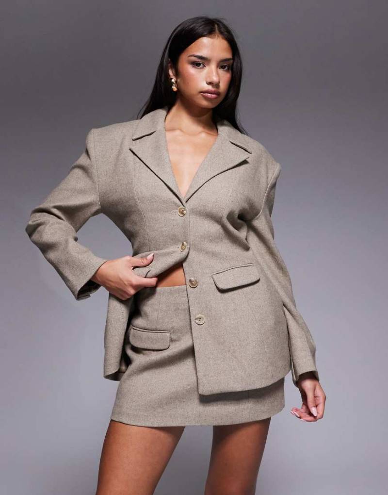 Wander Doll - Farron - Minirock aus Wolle in Taupe mit Volant, Kombiteil-Neutral von Wanderdoll