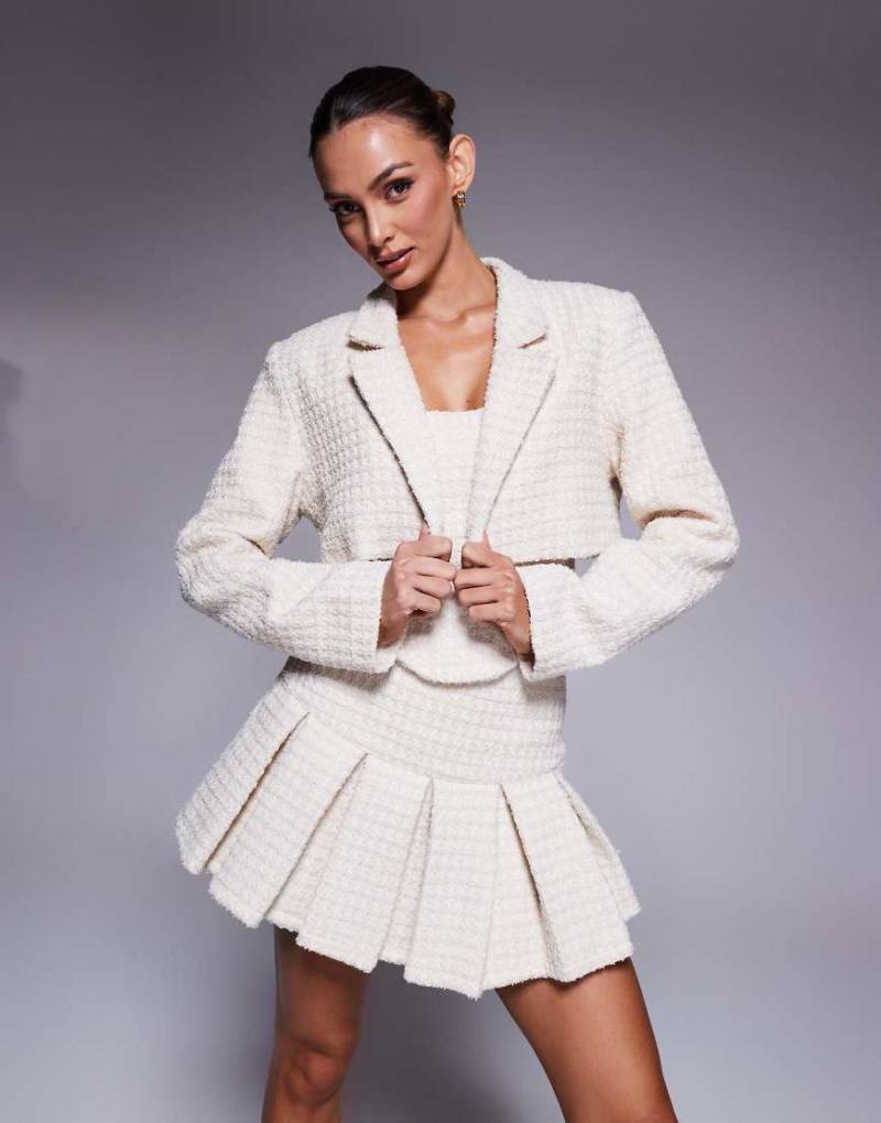 Wanderdoll - Noel - Cropped Bouclé-Blazer in Cremeweiß, Kombiteil von Wanderdoll