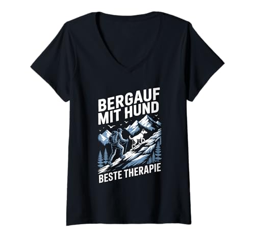 Damen Bergauf Mit Hund Beste Therapie Wandern mit Hund T-Shirt mit V-Ausschnitt Damen Bergauf Mit Hund Beste Therapie Wandern mit Hund T-Shirt mit V-Ausschnitt von Wanderer Hund Berg Natur Outdoor Abenteuer