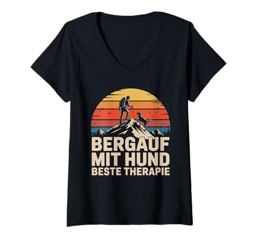 Damen Bergauf Mit Hund Beste Therapie Wandern mit Hund T-Shirt mit V-Ausschnitt Damen Bergauf Mit Hund Beste Therapie Wandern mit Hund T-Shirt mit V-Ausschnitt von Wanderer Hund Berg Natur Outdoor Abenteuer