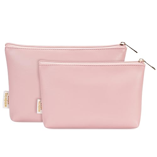 Kosmetiktasche Klein Schminktasche Klein für Handtasche 2 Stück Kleine Make Up Tasche Damen PU Leder Tragbare Makeup Bag 2Pcs mit Reißverschluss, Rosa (Patent Angemeldet) von Wandering Nature