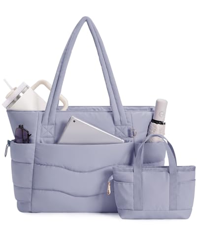 Wandering Nature Arbeitstasche mit Getränkehalter, Krankenschwestertasche, 2er-Set, 15,6 Zoll Laptopfach & Trolley-Tasche für Damen, Reisen, Blau, Large von Wandering Nature