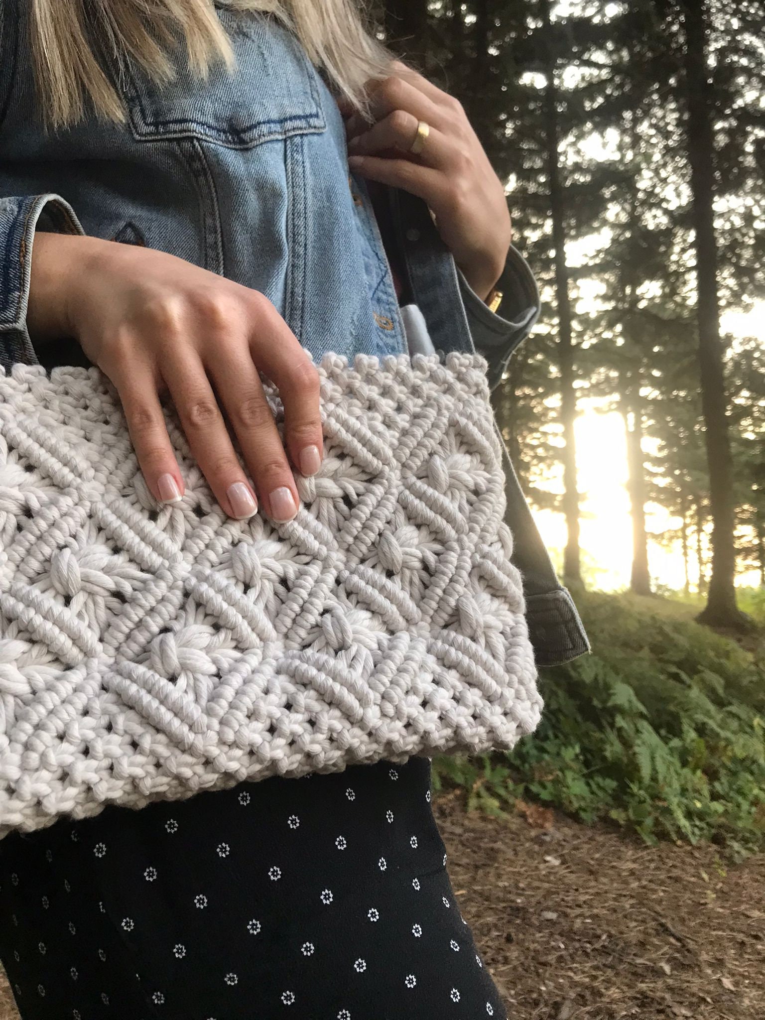 Boho Makramee Clutch Geldbörse/Handgemachte Damen Tasche Benutzerdefinierte Handtasche von WanderllusttStore