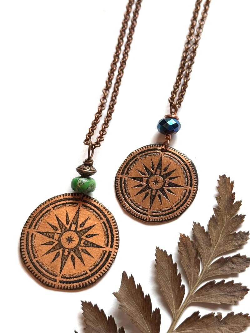 Kupfer Kompass Halskette | Erforschen Sie Abenteuer-Reise-Halskette Schmuck Windrose Rustikale Mit von WanderlustWaresShop