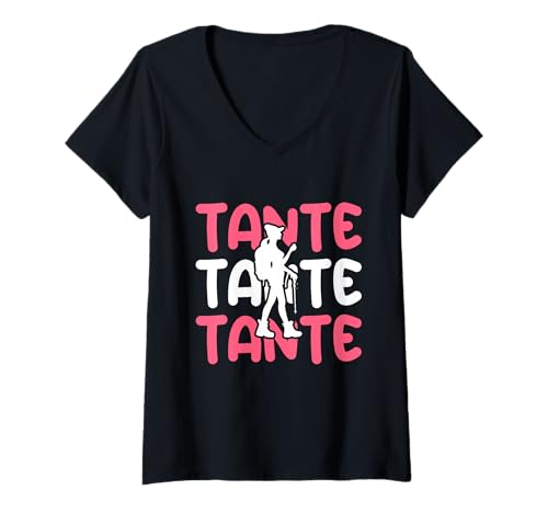 Damen Wanderer Tante Wandern T-Shirt mit V-Ausschnitt Damen Wanderer Tante Wandern T-Shirt mit V-Ausschnitt von Wandern Bergsteigen Berge Bergsteiger