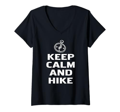 Damen Bleib Cool Und Wandere Outdoor Kompass Abenteuer T-Shirt mit V-Ausschnitt Damen Bleib Cool Und Wandere Outdoor Kompass Abenteuer T-Shirt mit V-Ausschnitt von Wandern Camping Natur Und Abenteuer Fans