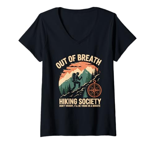 Damen Wandern Tshirt Klettern Climbing Bouldern Berge Alpen T-Shirt mit V-Ausschnitt Damen Wandern Tshirt Klettern Climbing Bouldern Berge Alpen T-Shirt mit V-Ausschnitt von Wandern Climbing Bouldern Geschenk Berge Alpen