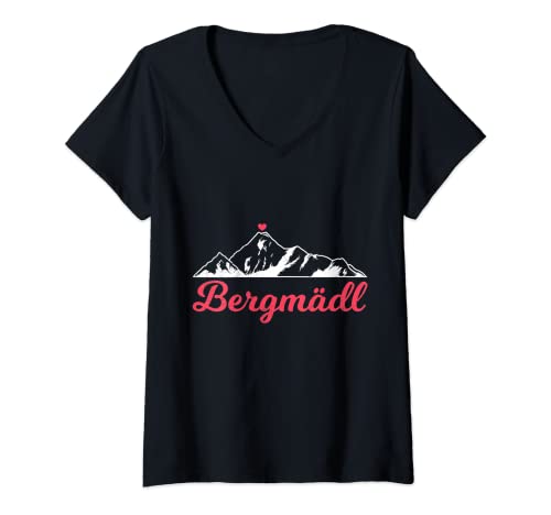 Damen Wandern Bergmädel Bergkraxlerin Wanderer Berge Frauen T-Shirt mit V-Ausschnitt von Wandern Geschenk Bergsteiger klettern Wanderer