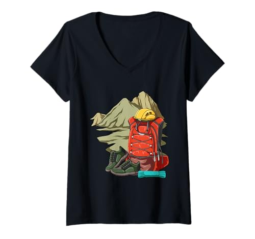 Damen Backpacking Wandern Camping T-Shirt mit V-Ausschnitt von Wandern Outdoor-Bekleidung