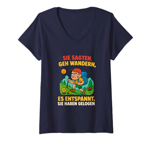 Damen Lustiges Wander GEH wandern, es entspannt. gelogen Outdoor T-Shirt mit V-Ausschnitt Damen Lustiges Wander GEH wandern, es entspannt. gelogen Outdoor T-Shirt mit V-Ausschnitt von Wandern Outdoor Lustiges Geschenk