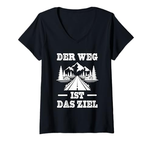 Damen Camino de Santiago Shirt Wandern Der Weg Ist Das Ziel T-Shirt mit V-Ausschnitt Damen Camino de Santiago Shirt Wandern Der Weg Ist Das Ziel T-Shirt mit V-Ausschnitt von Wandern Pilgern Buen Camino Pilgerer Jakobsweg