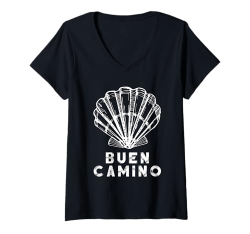 Damen Camino de Santiago Shirt Wandern Pilgern Buen Camino T-Shirt mit V-Ausschnitt Damen Camino de Santiago Shirt Wandern Pilgern Buen Camino T-Shirt mit V-Ausschnitt von Wandern Pilgern Buen Camino Pilgerer Jakobsweg