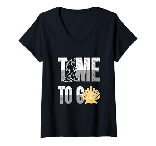 Damen Camino de Santiago Shirt Wandern Pilgern Buen Camino T-Shirt mit V-Ausschnitt Damen Camino de Santiago Shirt Wandern Pilgern Buen Camino T-Shirt mit V-Ausschnitt von Wandern Pilgern Buen Camino Pilgerer Jakobsweg