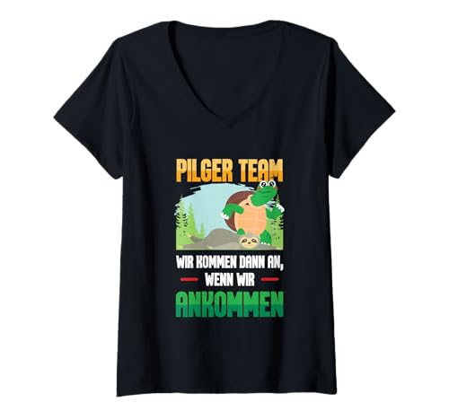 Damen Camino de Santiago Shirt Wandern Pilgern Pilger Team T-Shirt mit V-Ausschnitt Damen Camino de Santiago Shirt Wandern Pilgern Pilger Team T-Shirt mit V-Ausschnitt von Wandern Pilgern Buen Camino Pilgerer Jakobsweg