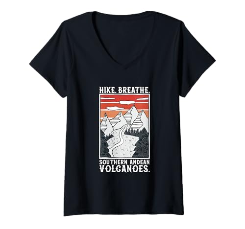 Damen Wandern - Austral Andean Volcanoes T-Shirt mit V-Ausschnitt Damen Wandern - Austral Andean Volcanoes T-Shirt mit V-Ausschnitt von Wandern in Argentinien