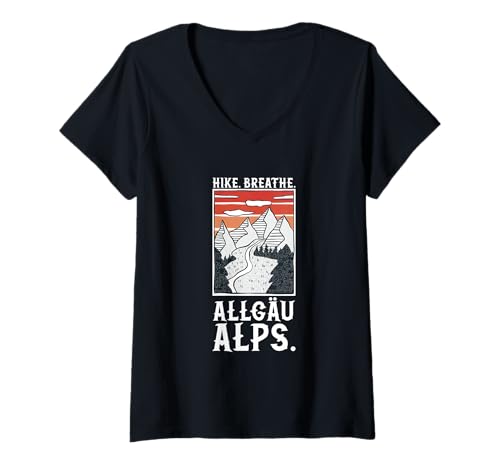 Damen Wandern - Allgäuer Alpen T-Shirt mit V-Ausschnitt Damen Wandern - Allgäuer Alpen T-Shirt mit V-Ausschnitt von Wandern in Deutschland