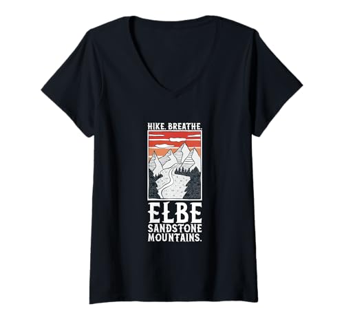 Damen Wandern - Elbsandsteingebirge T-Shirt mit V-Ausschnitt Damen Wandern - Elbsandsteingebirge T-Shirt mit V-Ausschnitt von Wandern in Deutschland