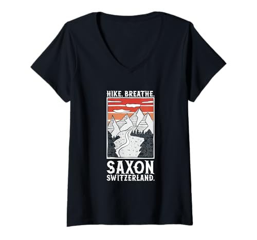 Damen Wandern - Sächsische Schweiz T-Shirt mit V-Ausschnitt Damen Wandern - Sächsische Schweiz T-Shirt mit V-Ausschnitt von Wandern in Deutschland