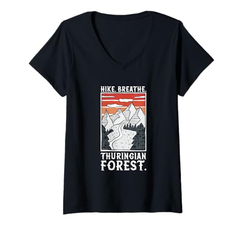 Damen Wandern - Thüringer Wald T-Shirt mit V-Ausschnitt Damen Wandern - Thüringer Wald T-Shirt mit V-Ausschnitt von Wandern in Deutschland