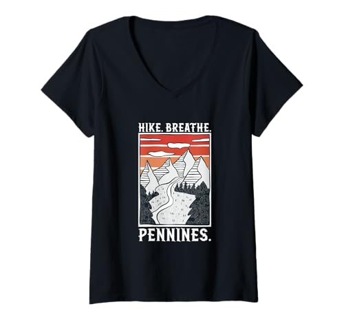 Damen Wandern - Pennines T-Shirt mit V-Ausschnitt Damen Wandern - Pennines T-Shirt mit V-Ausschnitt von Wandern in England