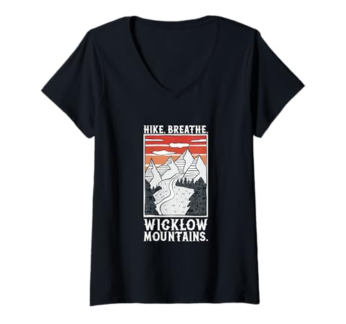 Damen Wandern - Wicklow Mountains T-Shirt mit V-Ausschnitt Damen Wandern - Wicklow Mountains T-Shirt mit V-Ausschnitt von Wandern in Irland