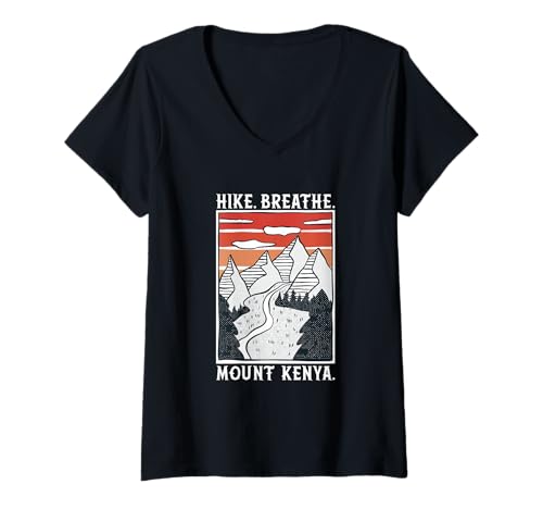 Damen Wandern - Mount Kenya T-Shirt mit V-Ausschnitt Damen Wandern - Mount Kenya T-Shirt mit V-Ausschnitt von Wandern in Kenia