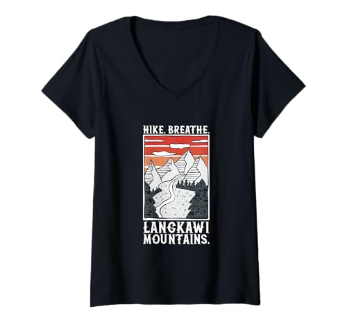 Damen Wandern - Langkawi-Gebirge T-Shirt mit V-Ausschnitt Damen Wandern - Langkawi-Gebirge T-Shirt mit V-Ausschnitt von Wandern in Malaysia