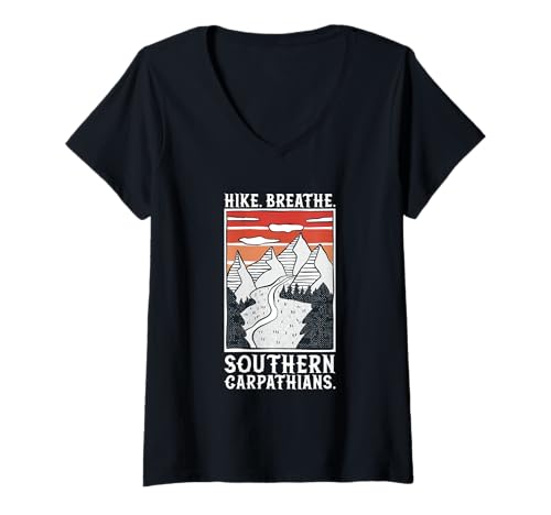 Damen Wandern - Südkarpaten T-Shirt mit V-Ausschnitt Damen Wandern - Südkarpaten T-Shirt mit V-Ausschnitt von Wandern in Rumänien